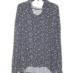 BP Blue Animal Print Pullover Hoodie NEW Size Large LEOPARD long sleeve top